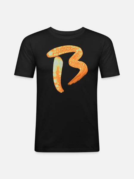 B - Aquarelle - T-shirt près du corps Homme - noir