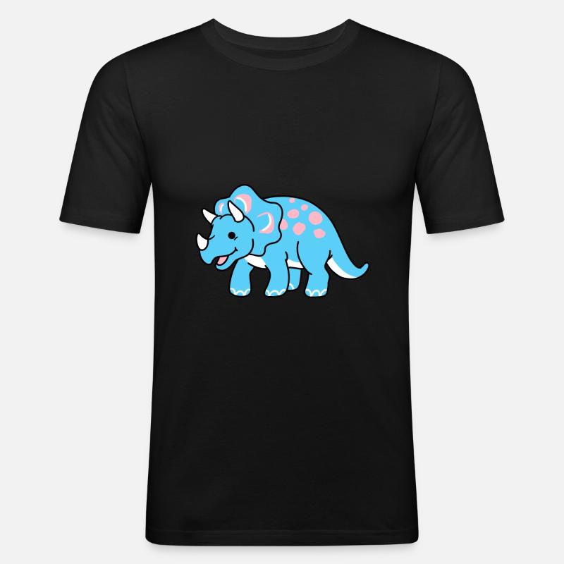 Trans Pride Triceratops - Männer Slim Fit T-Shirt - Schwarz