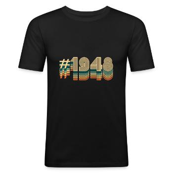 74th birthday born 1948 - Men's Slim Fit T-Shirt - black - Front - Nik (191cm)