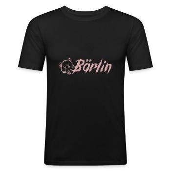 Berlin mit Bär...Bärlin - Männer Slim Fit T-Shirt - Schwarz - Vorne - Nik (191cm)