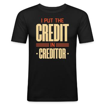 Je mets le crédit dans le créancier - T-shirt près du corps Homme - noir - Devant - Nik (191cm)