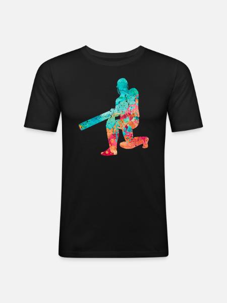 Cricketers in Popart - Men's Slim Fit T-Shirt - black