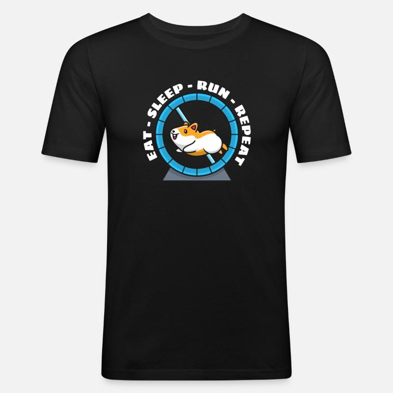 Hamster Eat Sleep Run Repeat - Männer Slim Fit T-Shirt - Schwarz