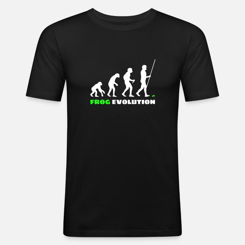 Frosch Evolution - Männer Slim Fit T-Shirt - Schwarz
