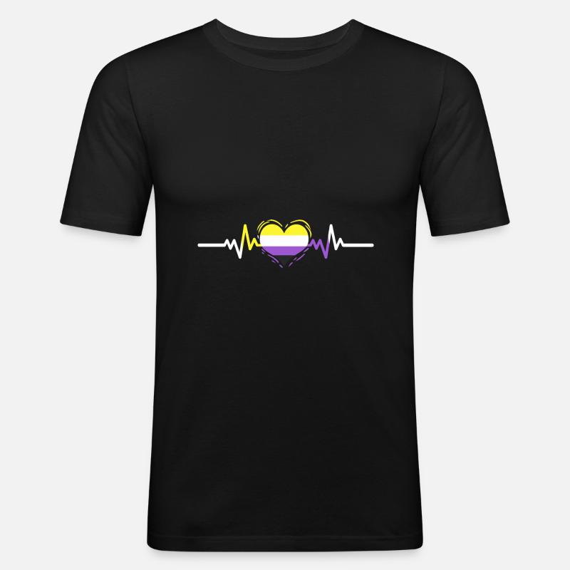 Nonbinary Pride Heartbeat Nonbinary Pride - Men's Slim Fit T-Shirt - black