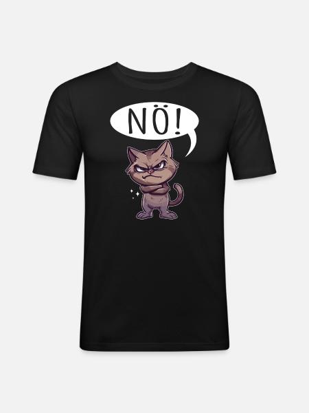 Nope Cat - Men's Slim Fit T-Shirt - black