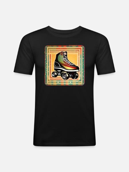 Cooler Disco Rollschuh Retro Style - Männer Slim Fit T-Shirt - Schwarz