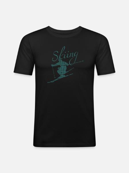 skiing ski fahren - Männer Slim Fit T-Shirt - Schwarz