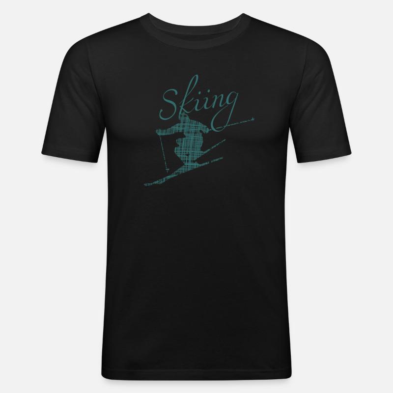 skiing ski fahren - Männer Slim Fit T-Shirt - Schwarz