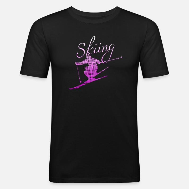 Skiing skiing - Männer Slim Fit T-Shirt - Schwarz