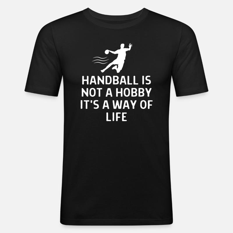 Handball Handballer Spruch Geschenk - Männer Slim Fit T-Shirt - Schwarz