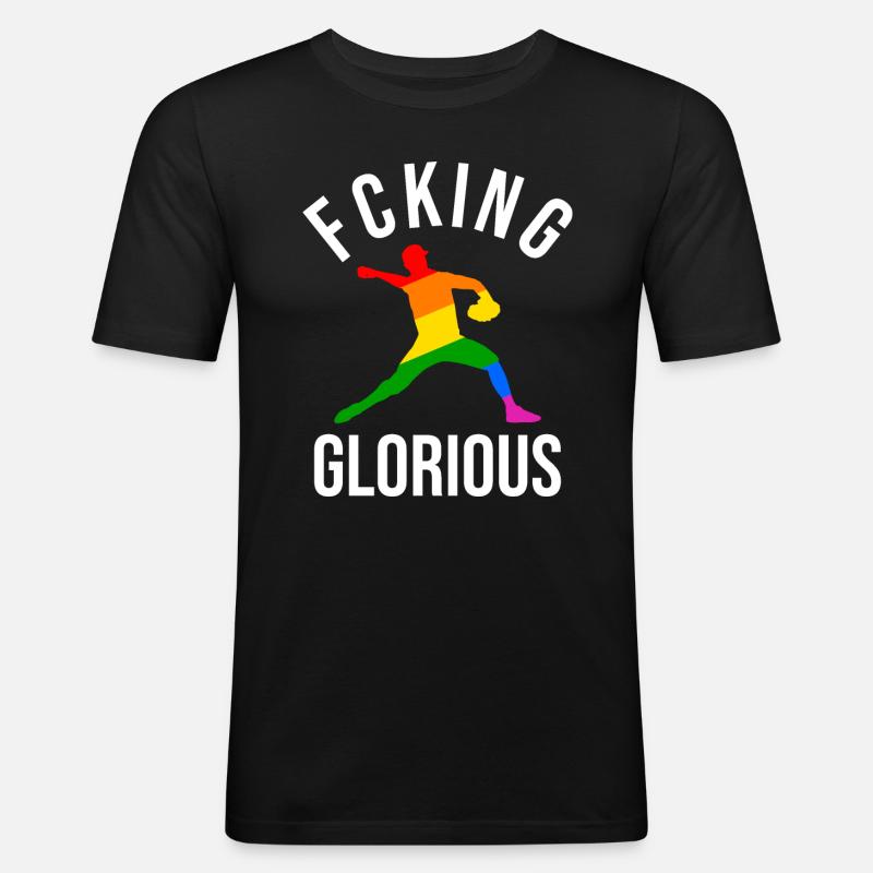 Fcking Glorious Baseball Player - Männer Slim Fit T-Shirt - Schwarz