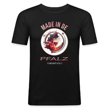 Schorle Riesling Pfalz Mundart Woi Dubbeglas Motiv - Männer Slim Fit T-Shirt - Schwarz - Vorne - Nik (191cm)