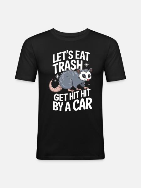 Opossum Possum Tier - Männer Slim Fit T-Shirt - Schwarz