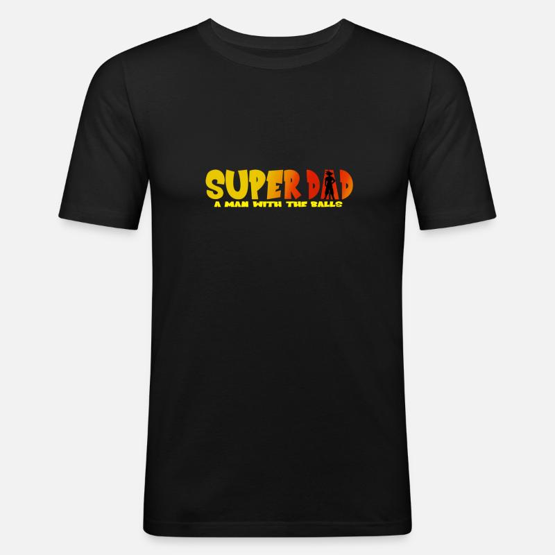 SUPER DAD - Männer Slim Fit T-Shirt - Schwarz