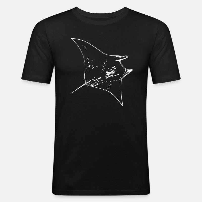 Manta Ray - Männer Slim Fit T-Shirt - Schwarz