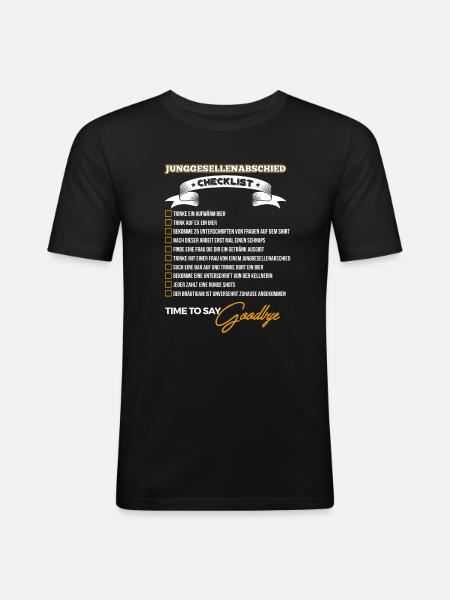 Junggesellenabschied Checklist - Männer Slim Fit T-Shirt - Schwarz