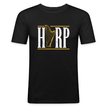 harpe - T-shirt près du corps Homme - noir - Devant - Nik (191cm)