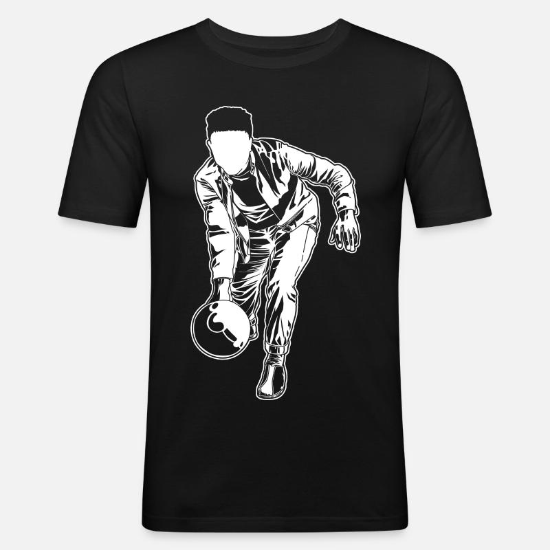 Bowling Zeichnung - Männer Slim Fit T-Shirt - Schwarz