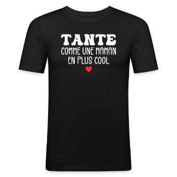 Tante Comme Une Maman Cool Humour Tata Cadeau - T-shirt près du corps Homme - noir - Devant - Nik (191cm)