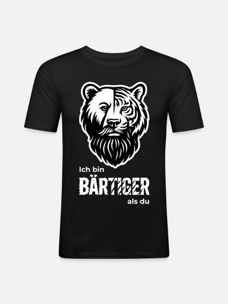 BEARDED Bear & Tiger Beard Pun - Men's Slim Fit T-Shirt - black