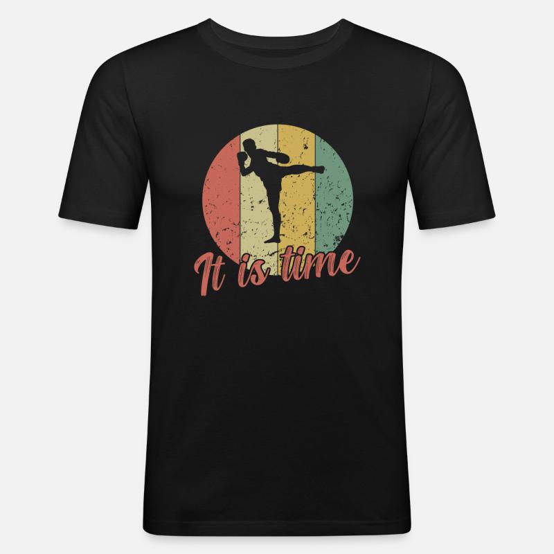 It is Time / Kickboxen - Männer Slim Fit T-Shirt - Schwarz