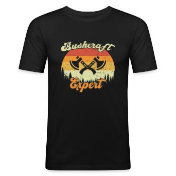 Bushcraft Expert / Bushcraft - Männer Slim Fit T-Shirt - Schwarz - Vorne - Nik (191cm)