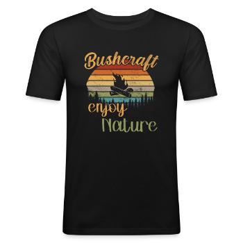 Bushcraft Enjoy Nature / Bushcraft - Männer Slim Fit T-Shirt - Schwarz - Vorne - Nik (191cm)
