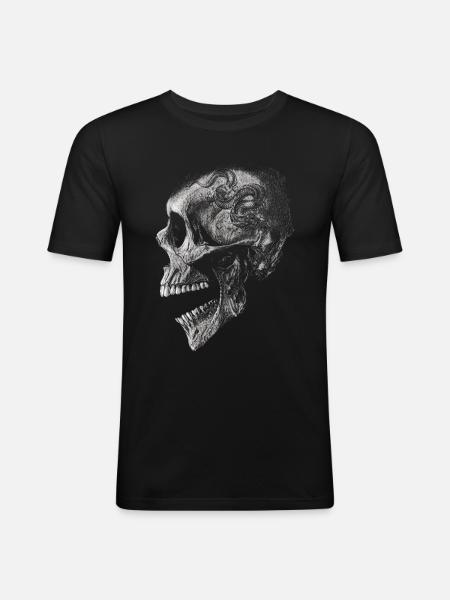 Skull with dragon - Men's Slim Fit T-Shirt - black