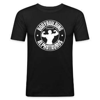 Bodybuilding | Fitness, protein, dominate - Men's Slim Fit T-Shirt - black - Front - Nik (191cm)
