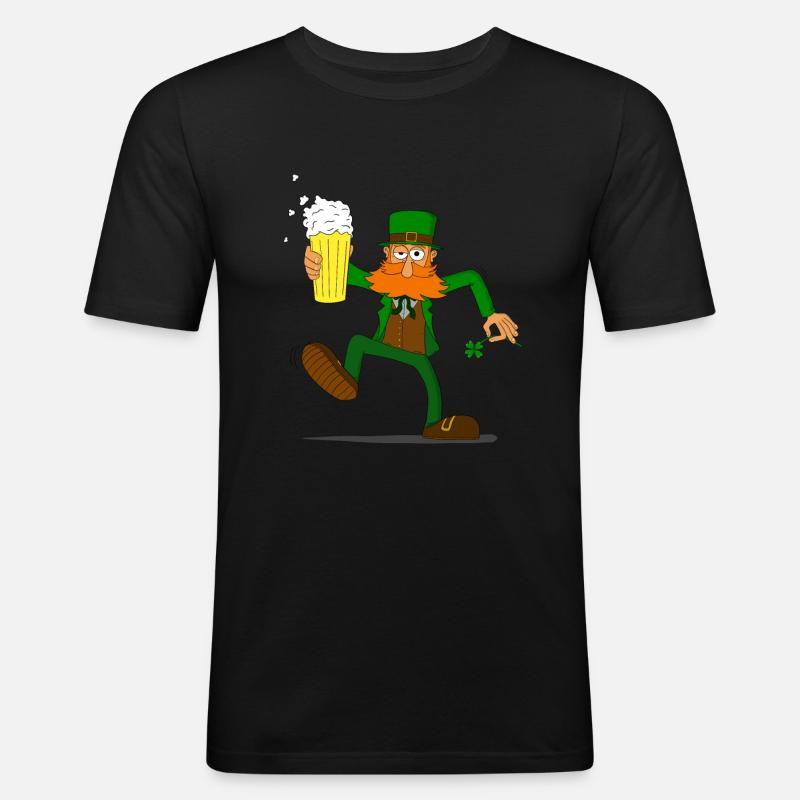 Irischer Guy St. Patrick's Day - Männer Slim Fit T-Shirt - Schwarz