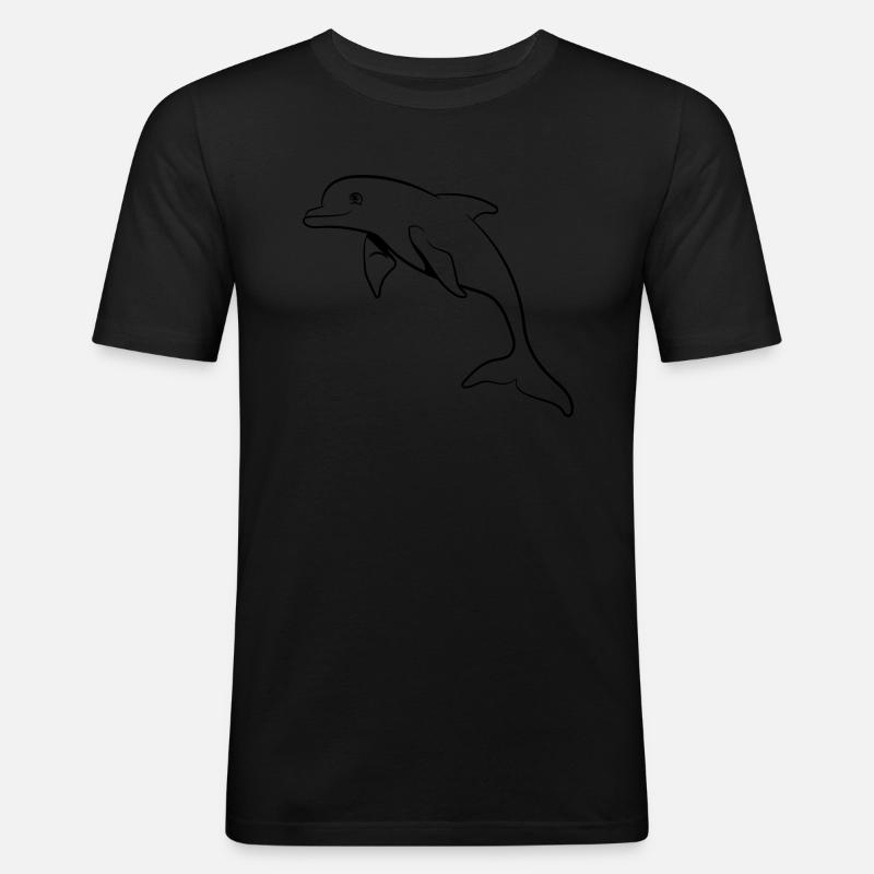 delfin süss springen - Männer Slim Fit T-Shirt - Schwarz