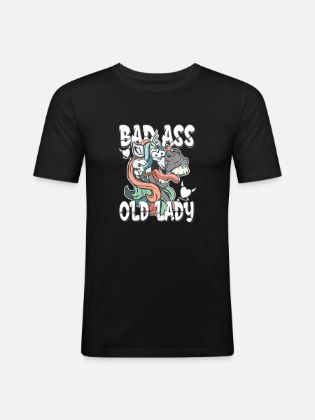bad ass old lady - crazy unicorn unicorn - Men's Slim Fit T-Shirt - black