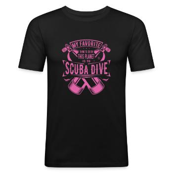Mijn favoriete ding om te doen is Scuba Diving Gift - Mannen slim fit T-shirt - zwart - Voor - Nik (191cm)
