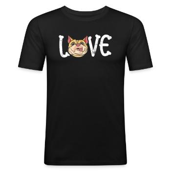 Love Mops Hundehalter Hundebesitzer Geschenkidee - Männer Slim Fit T-Shirt - Schwarz - Vorne - Nik (191cm)