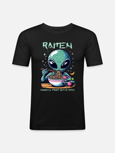 Outer Space Ramen Alien Noodles - Men's Slim Fit T-Shirt - black
