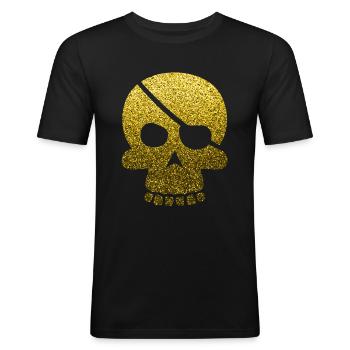 Pirate du crâne - T-shirt près du corps Homme - noir - Devant - Nik (191cm)