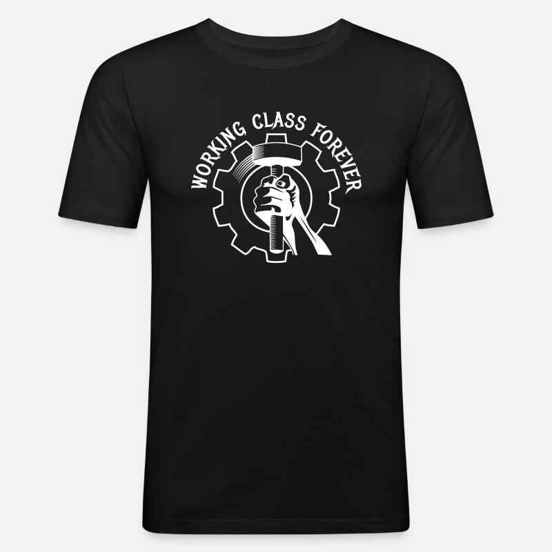 working class forever - Männer Slim Fit T-Shirt - Schwarz