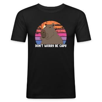 Don't Worry Be Capy Cute Capybara - Men's Slim Fit T-Shirt - black - Front - Nik (191cm)