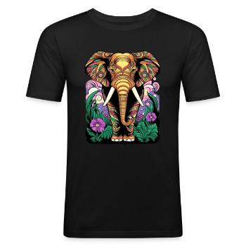 Elephant Pop Art - Men's Slim Fit T-Shirt - black - Front - Nik (191cm)