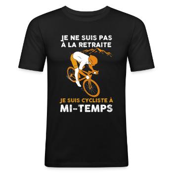 Vélo Retraite, blague drôle - T-shirt près du corps Homme - noir - Devant - Nik (191cm)