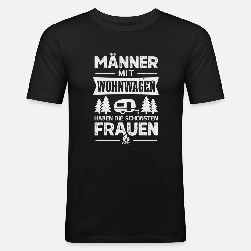 Camping Männer Wohnwagen Camper - Männer Slim Fit T-Shirt - Schwarz