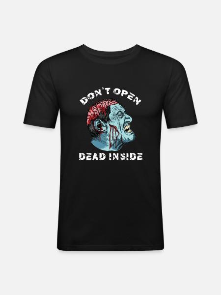 Zombie - Don't Open Dead Inside - Männer Slim Fit T-Shirt - Schwarz