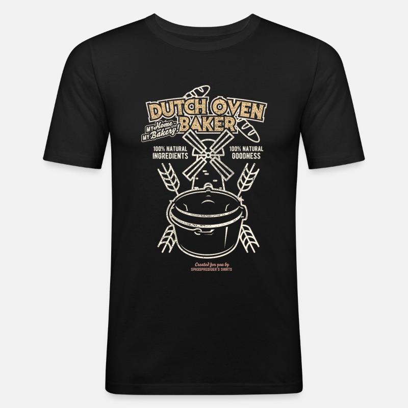 Dutch Oven Baker - Männer Slim Fit T-Shirt - Schwarz