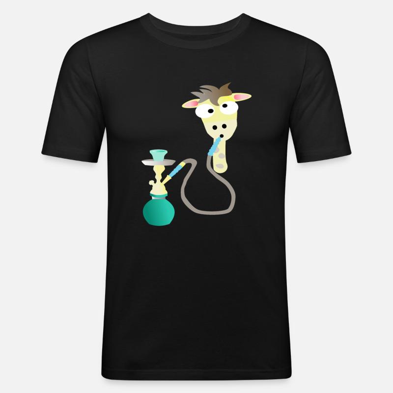 Shisha Giraffe - Männer Slim Fit T-Shirt - Schwarz