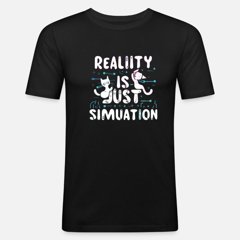 Simulation - Männer Slim Fit T-Shirt - Schwarz