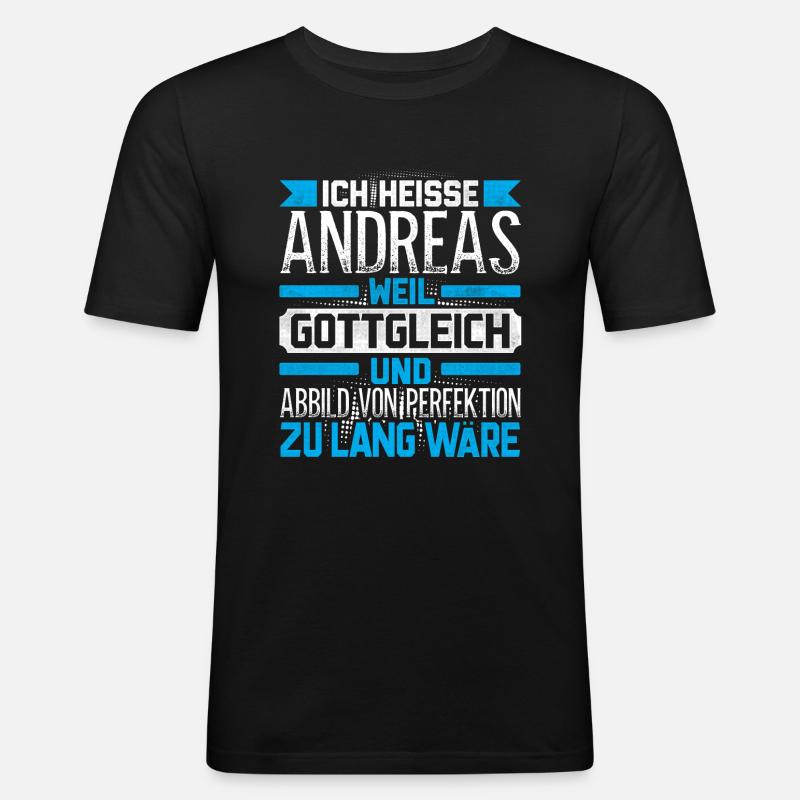 ANDREAS - Gottgleich - Männer Slim Fit T-Shirt - Schwarz