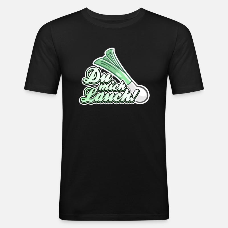 Du mich Lauch - Männer Slim Fit T-Shirt - Schwarz