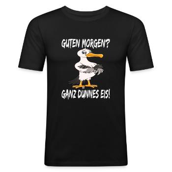 Morgenmuffel Möwe Guten Morgen Ganz Dünnes Eis - Männer Slim Fit T-Shirt - Schwarz - Vorne - Nik (191cm)