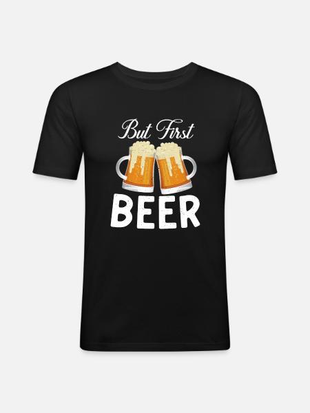Biertrinker Bier Geschenke - Männer Slim Fit T-Shirt - Schwarz